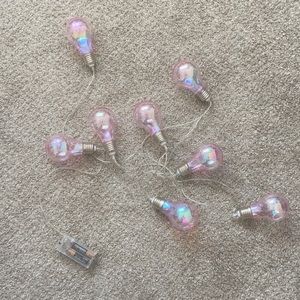 Pink plastic string lights